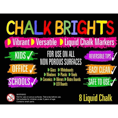 8 Pack Of Liquid Chalk Pens 6mm Reversible Tip 1