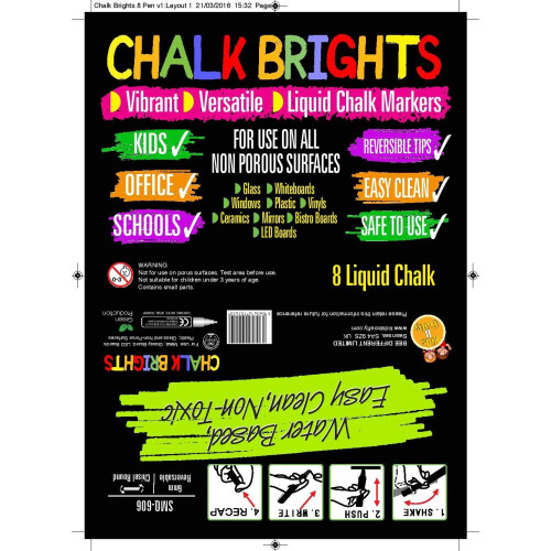 8 Pack Of Liquid Chalk Pens 6mm Reversible Tip 2