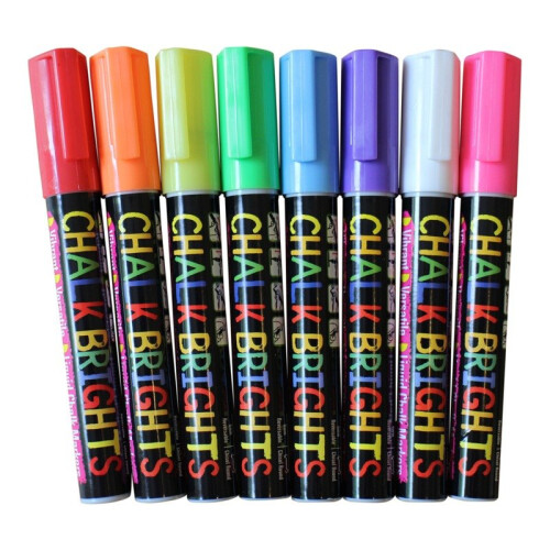 8 Pack Of Liquid Chalk Pens 6mm Reversible Tip