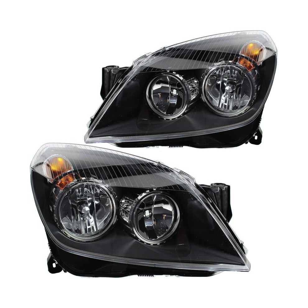 Vauxhall Astra H Mk5 2004-2007 Black Headlights Headlamps 1 Pair O/s & N/s
