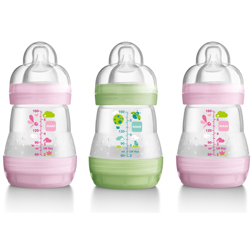 Mam Anti-Colic 160Ml Bottle - 3Pk Girl