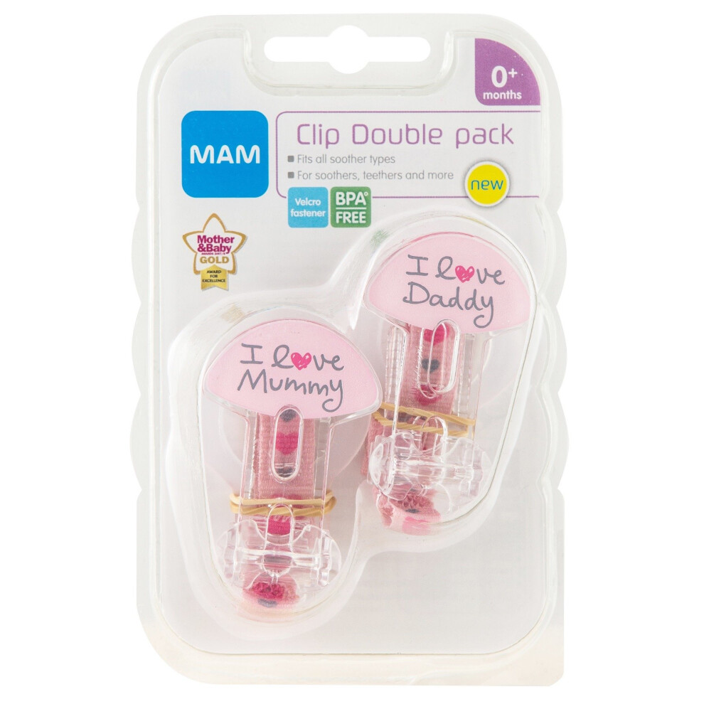 Mam 2 Soother Clips - Girl (pink)