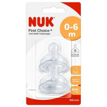 Nuk Silicone Teat Size 1 Small Hole 2 Pack, 0-6 months