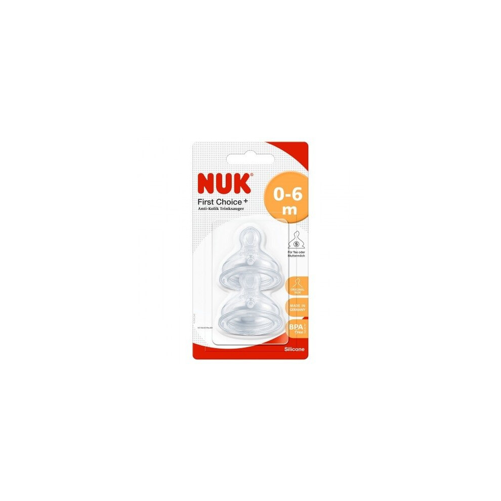 Nuk Silicone Teat Size 1 Small Hole 2 Pack, 0-6 months