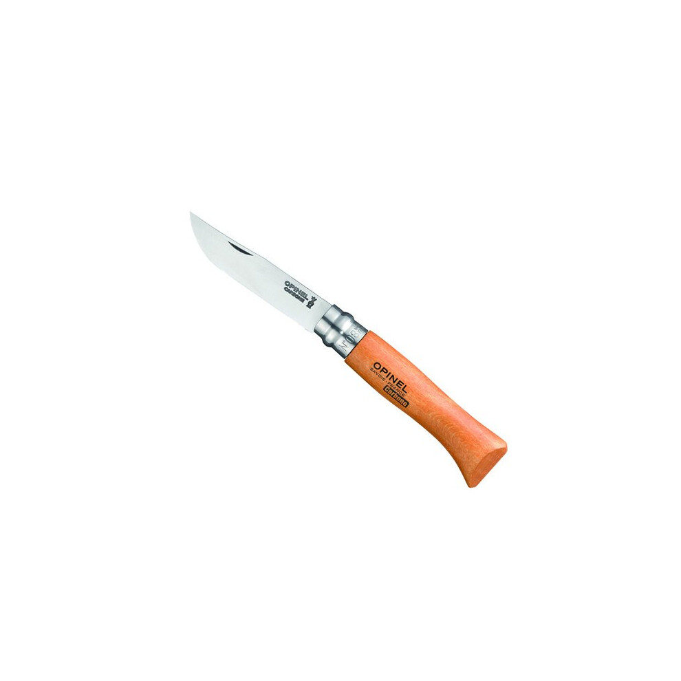 Opinel No. 8 Locking Knife, 8.5cm Carbon Steel Blade, Virobloc Locking Ring, Locks Open/Closed, Beech Handle - NO8VRN