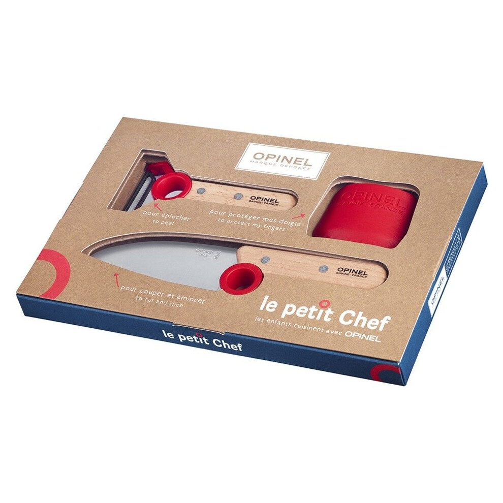 Opinel Le Petit Chef Finger Guard Kitchen Knife and Peeler Set