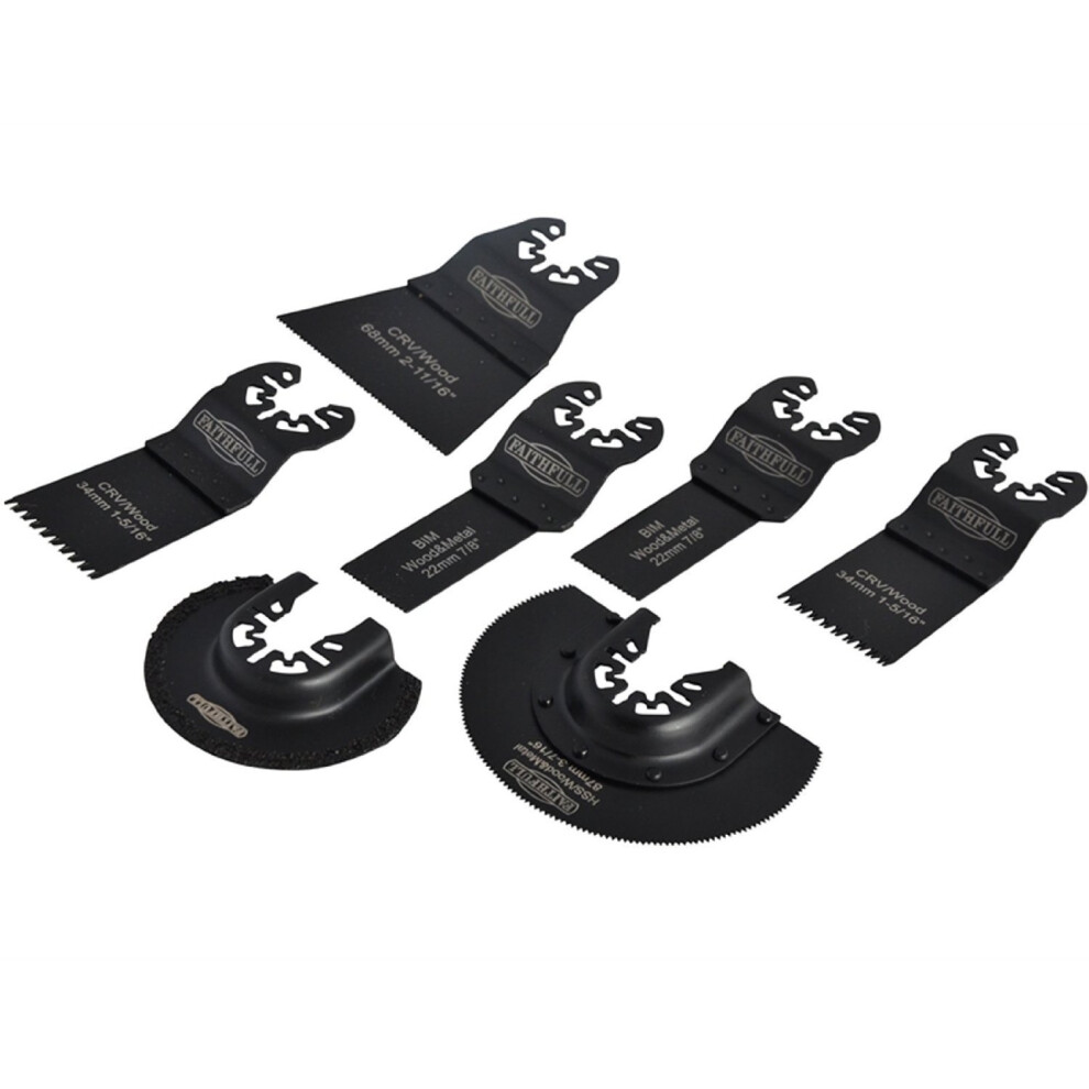 Faithfull - Multi-tool blade set - for wood, metal, stone, ceramic - 7 pieces