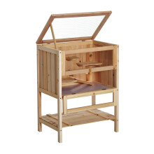 PawHut Wooden Hamster House | Large Wooden Hamster Cage