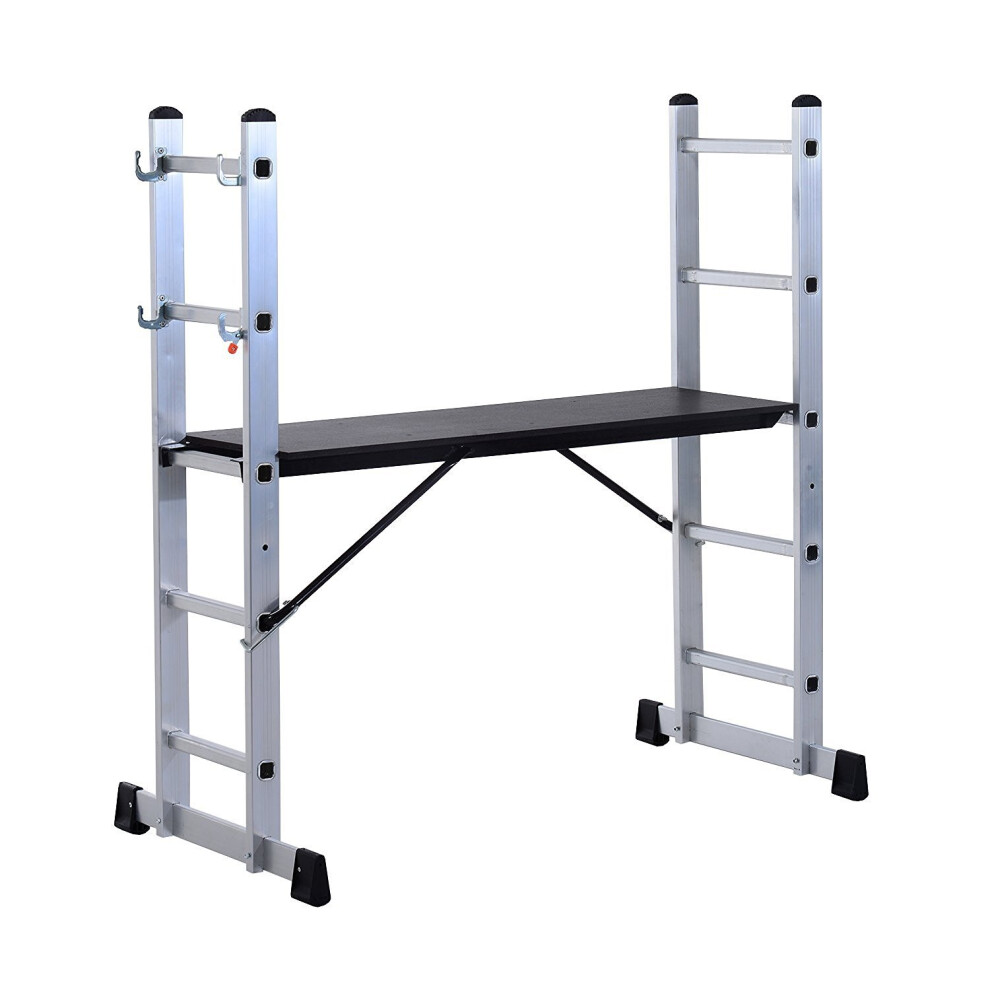 Homcom Aluminium Scaffolding Ladder | Multi-Purpose Step Platform