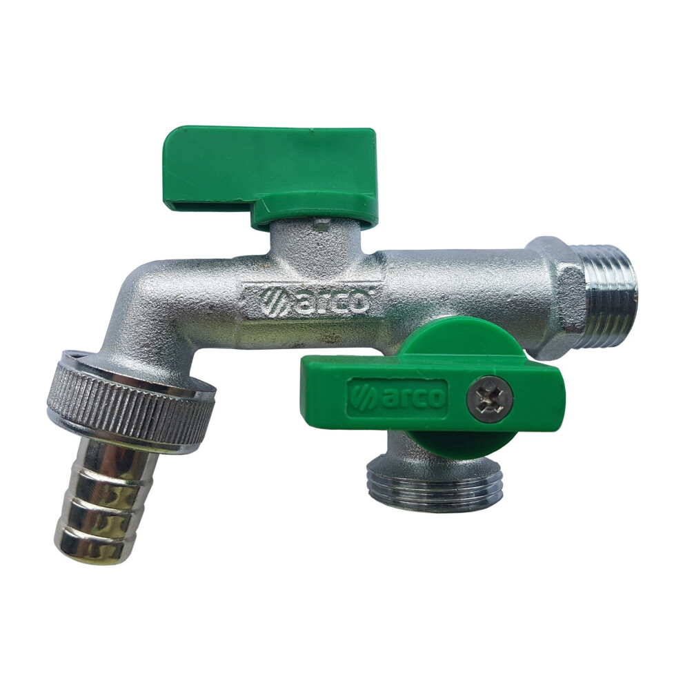 Double Duo Outlet Garden Outside Outdoor Bib Tap Valve 1/2" X 3/4" X 3/4" Bsp