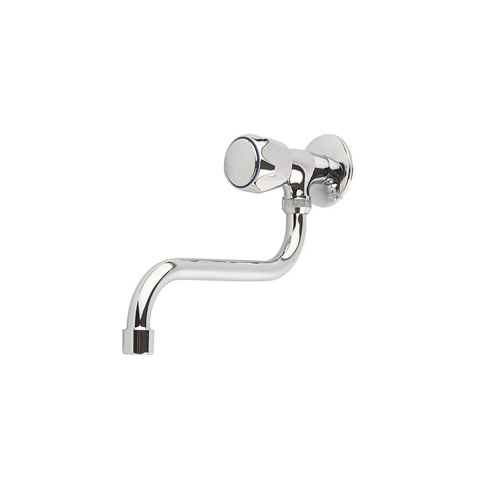 Kitchen / Bathroom Wall Mounted Cold Water Tap Single Lever Chrome-plated