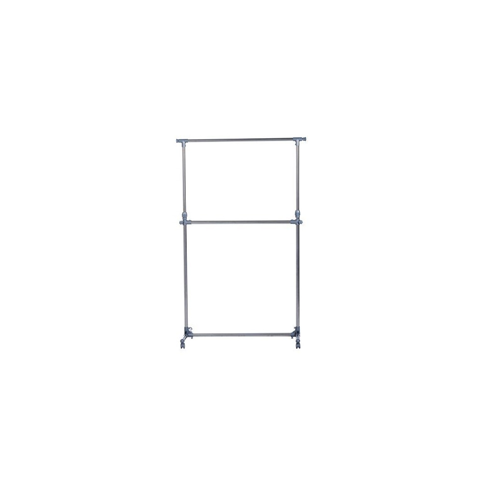 Homcom Adjustable 2-Tier Clothes Rail | Heavy Duty Clothing Hanging Rail