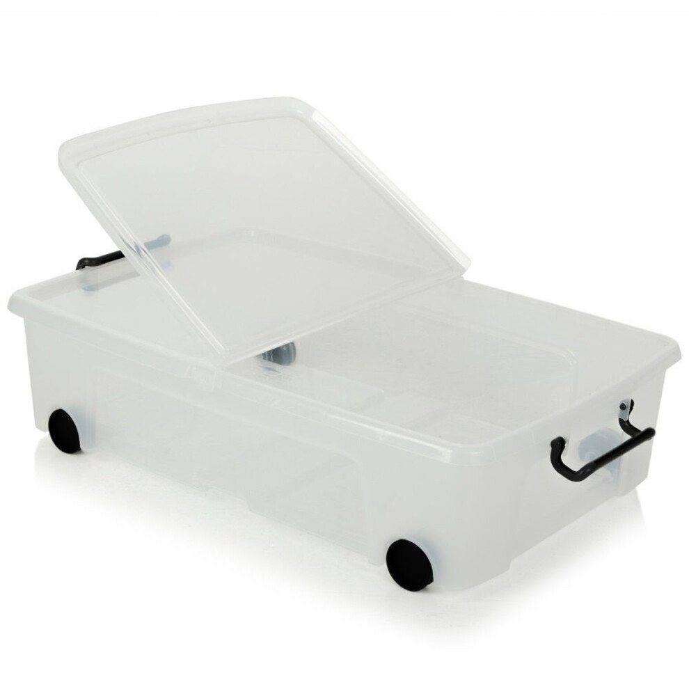 Strata 35 Litre Storemaster Plastic Smart Box with Wheels and Clip-on