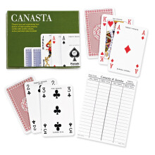 Canasta-kortspel - Klassiskt 2-däck Rummy för 2–4 spelare (två lag), Poängblock och Regler, 30+ minuter