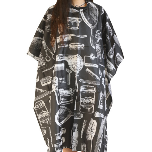 Trixes Black Printed Hairdressing Cape 2