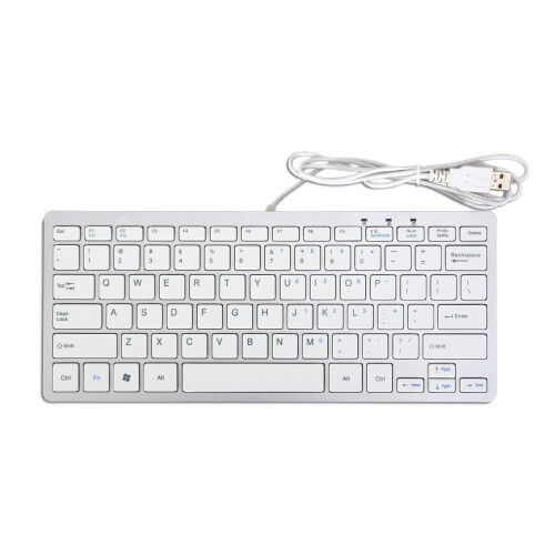 Trixes Slim Mini Wired USB Keyboard in Silver & White 1