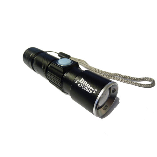 Trixes Ultra Bright LED Torch With Zoom | USB Rechargeable Pocket Torch