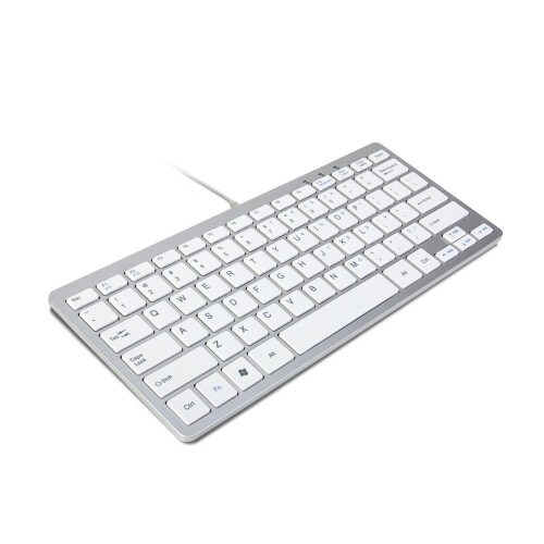 Trixes Slim Mini Wired USB Keyboard in Silver & White