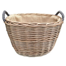 Medium Oval Hessian Lined Log Basket