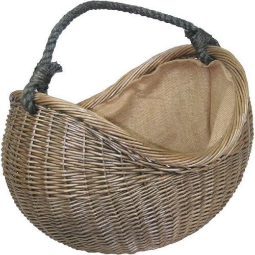 Antique Wash Rope Handled Wicker Carrying Basket