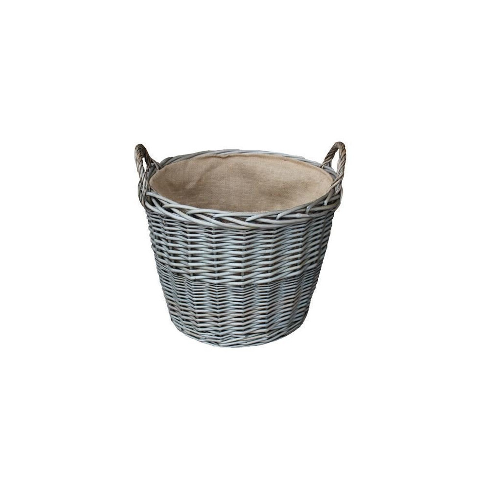 Willow Direct Antique Wash Finish Wicker Lined Log Baskets Small