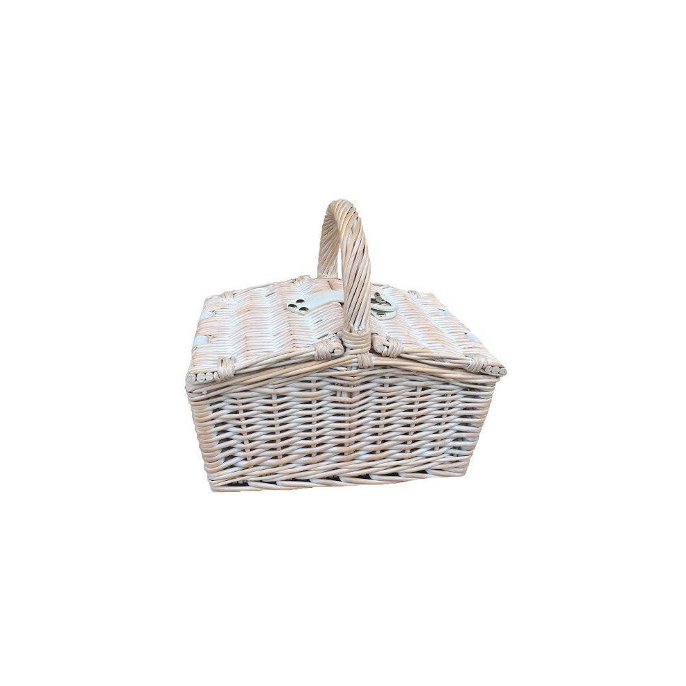 Wicker Small White Double Lidded Hamper Basket