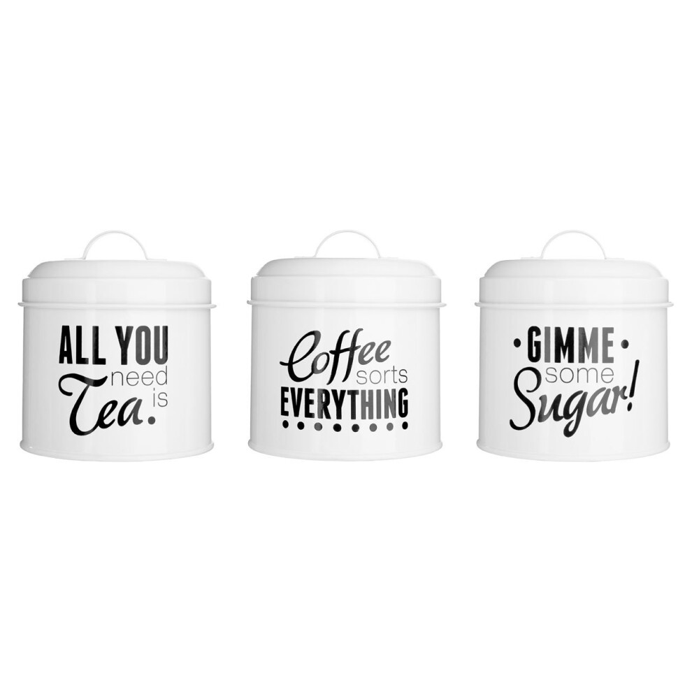 Pun & Games 3pc Kitchen Canister Set | Tea, Coffee & Sugar Jars