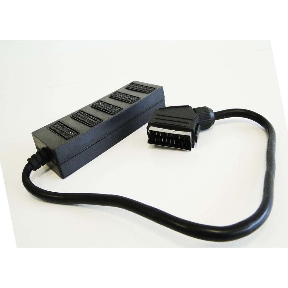 5 Way Scart Cable Box Signal Splitter For Use With Tv, Dvd, Vhs, Xbox 3701010169011