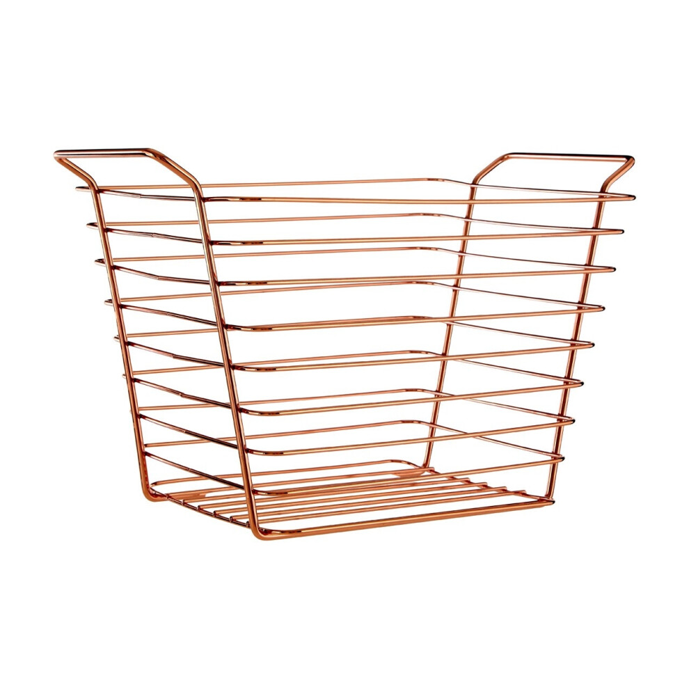 Copper-Plated Wire Basket | Rose Gold Storage Basket
