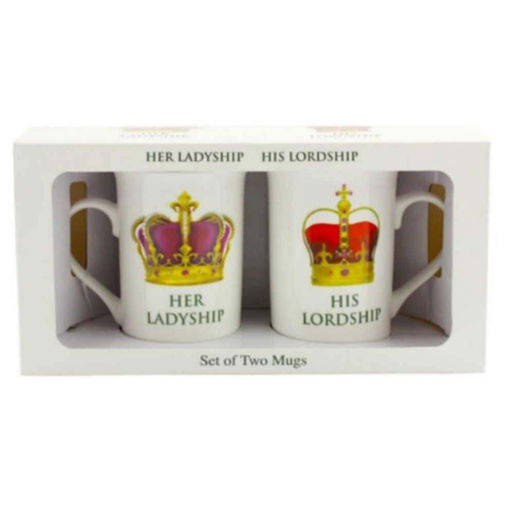 Her Ladyship His Lordship 2 Mug Set Two Cups Fine China Gift Boxed Souvenir