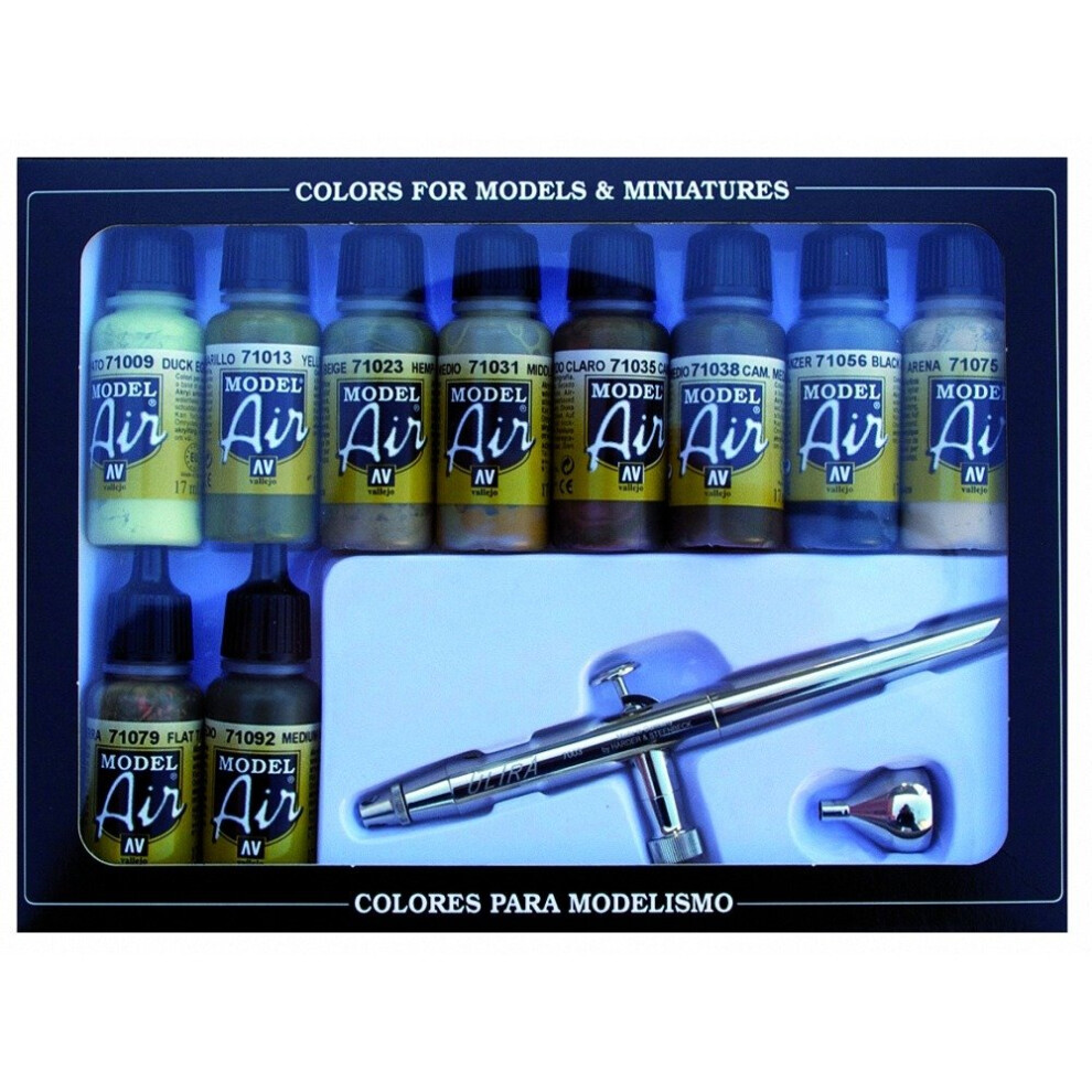 Val71168 - Av Vallejo Model Air Set - Ultra Airbrush + 10 Camo Cols