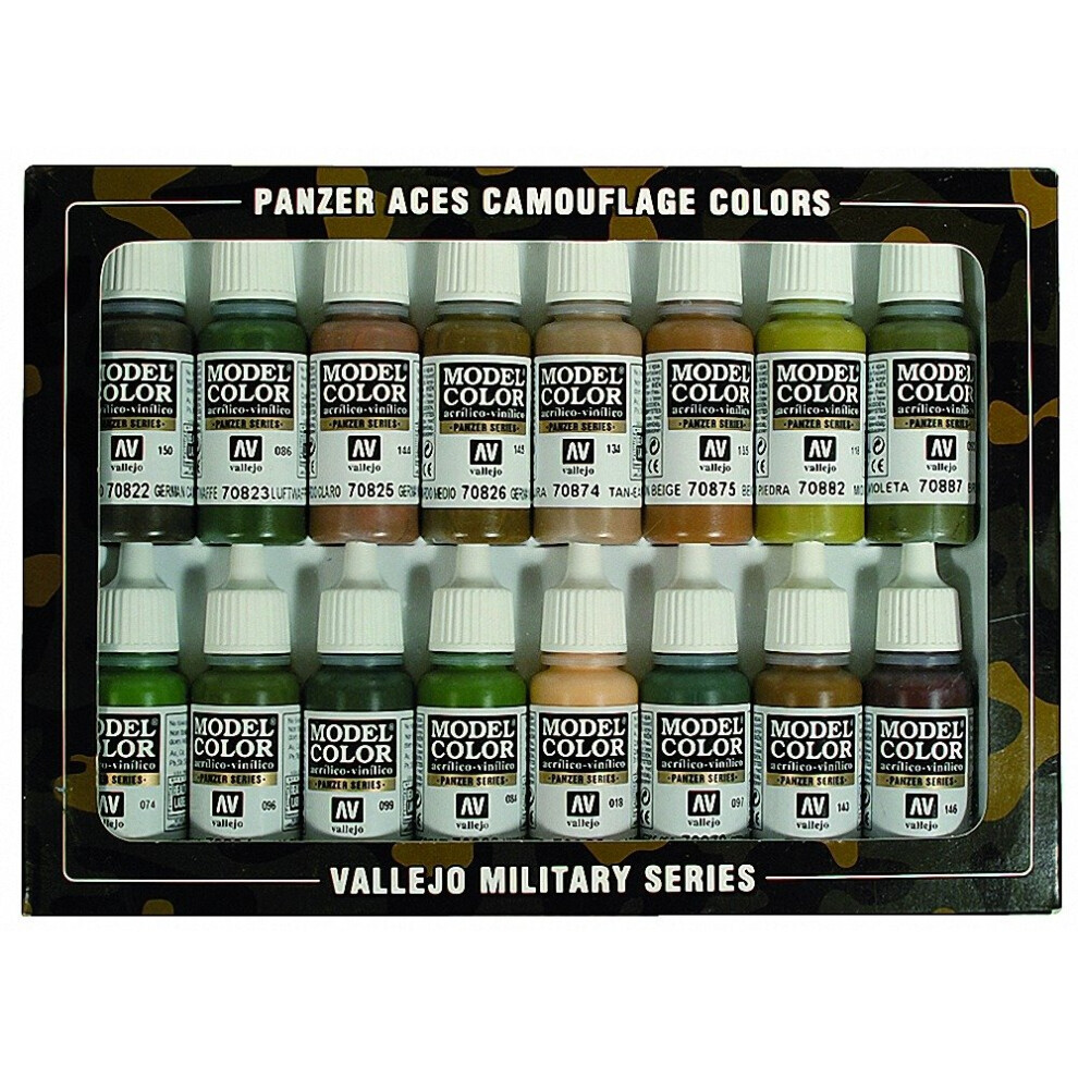 Val70179 - Av Vallejo Model Color Set - Panzer Aces Camouflage (x16)