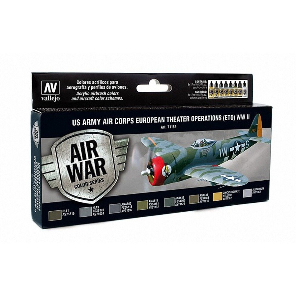 Val71182 - Av Vallejo Model Air Set - Us Air Corps Eto Wwii (x8)