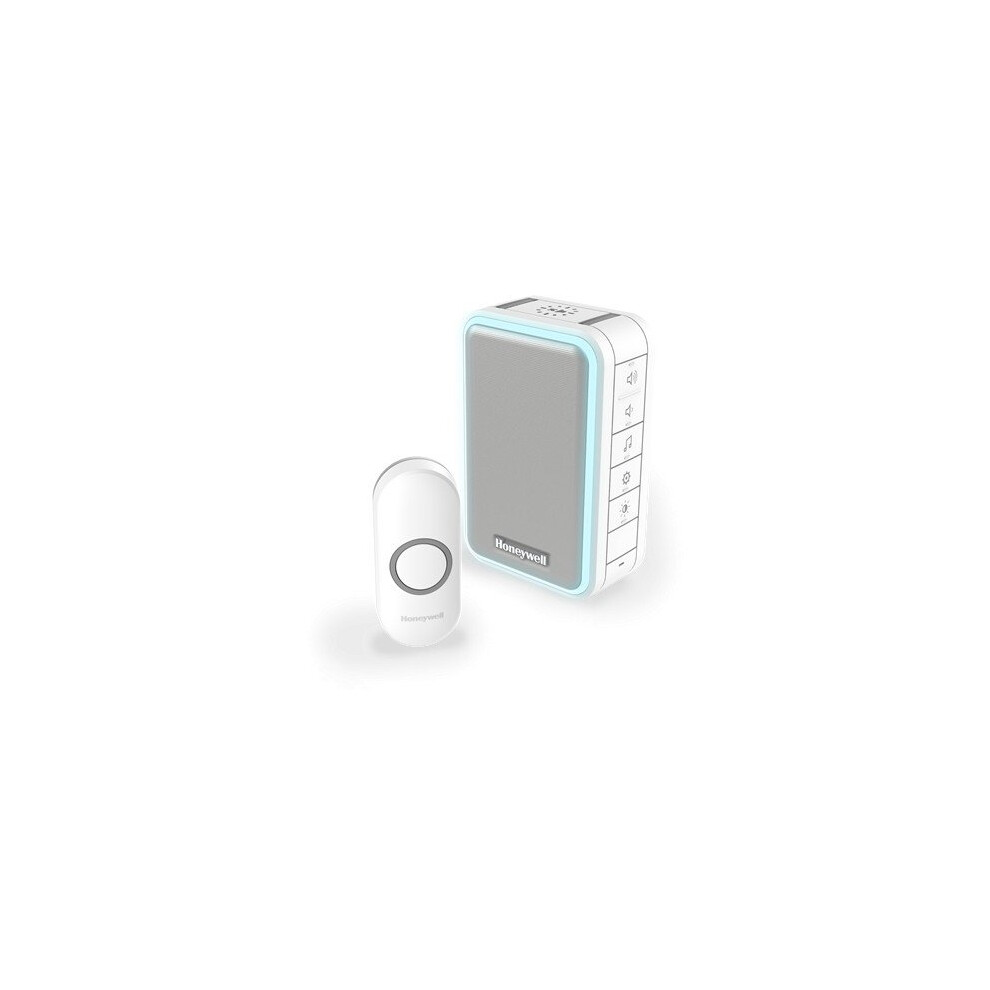 Wireless Portable Doorbell with Halo Light and Push Button  White