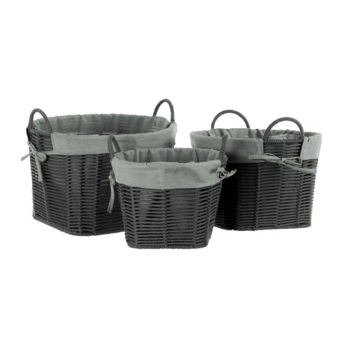 Premier Housewares Set Of 3 Lida Storage Baskets - Dark Grey