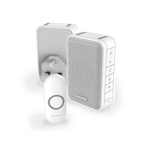 Honeywell Wireless Portable and Plug-in Doorbell with Volume Control and Push Button  White