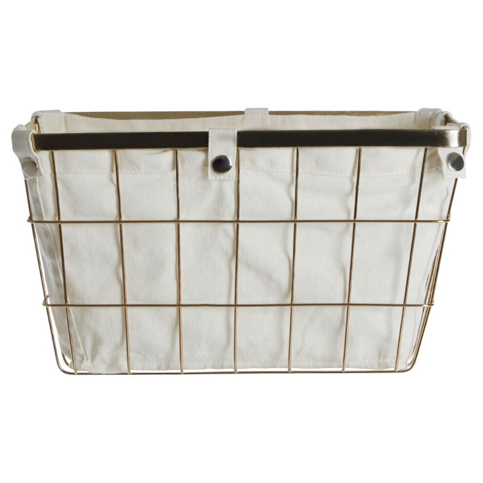 Premier Housewares Iron Wire Storage Basket With Liner, Gold