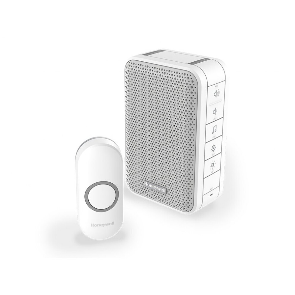 Wireless Portable Doorbell with Volume Control and Push Button  White