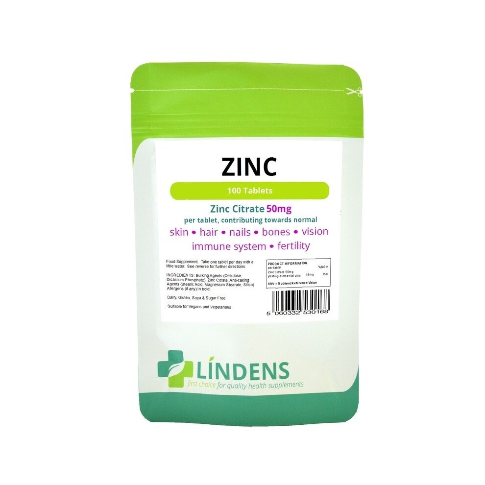 (1 Pack - 90 Tablets) Lindens Triple Strength Zinc Citrate Max 90 Tablets With Vitamin C & Copper