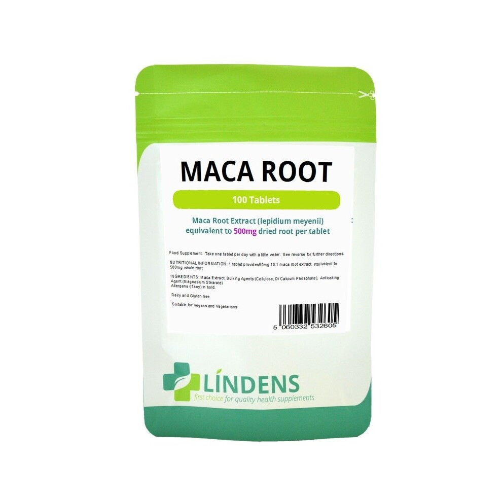 (1 Pack - 100 Tablets) Lindens Maca Root Extract 500mg 100 Tablets Lepidium Meyenii Natural Supplement