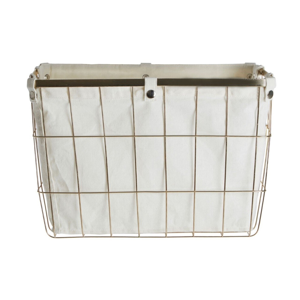 Iron Wire Storage Basket with Liner, Gold