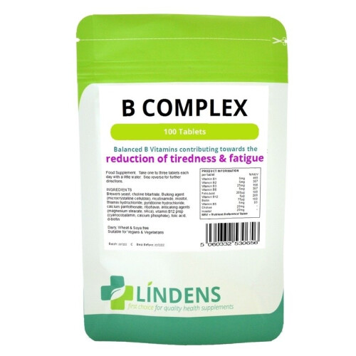 (1 Pack - 100 Tablets) Vitamin B Complex 100 Tablets B1, B2, B3, B5, B6, B9, B12, Folic Acid Biotin