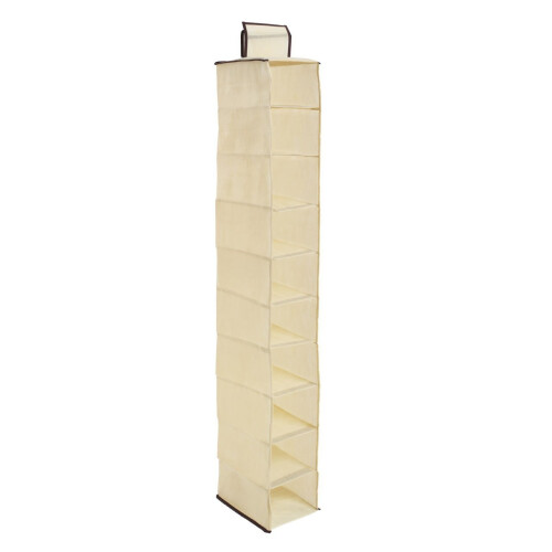 Premier Housewares 10 Section Hanging Shoe Organiser - Cream