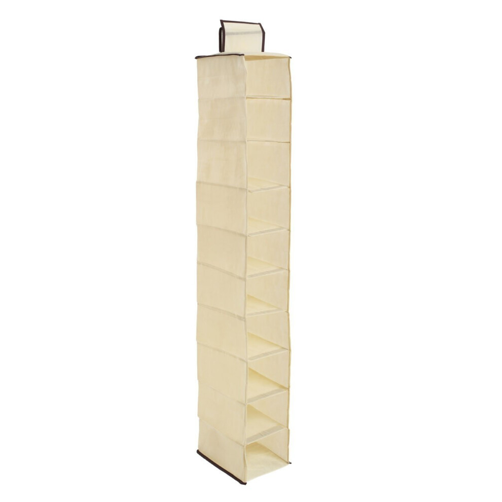 10 Section Hanging Shoe Organiser - Cream
