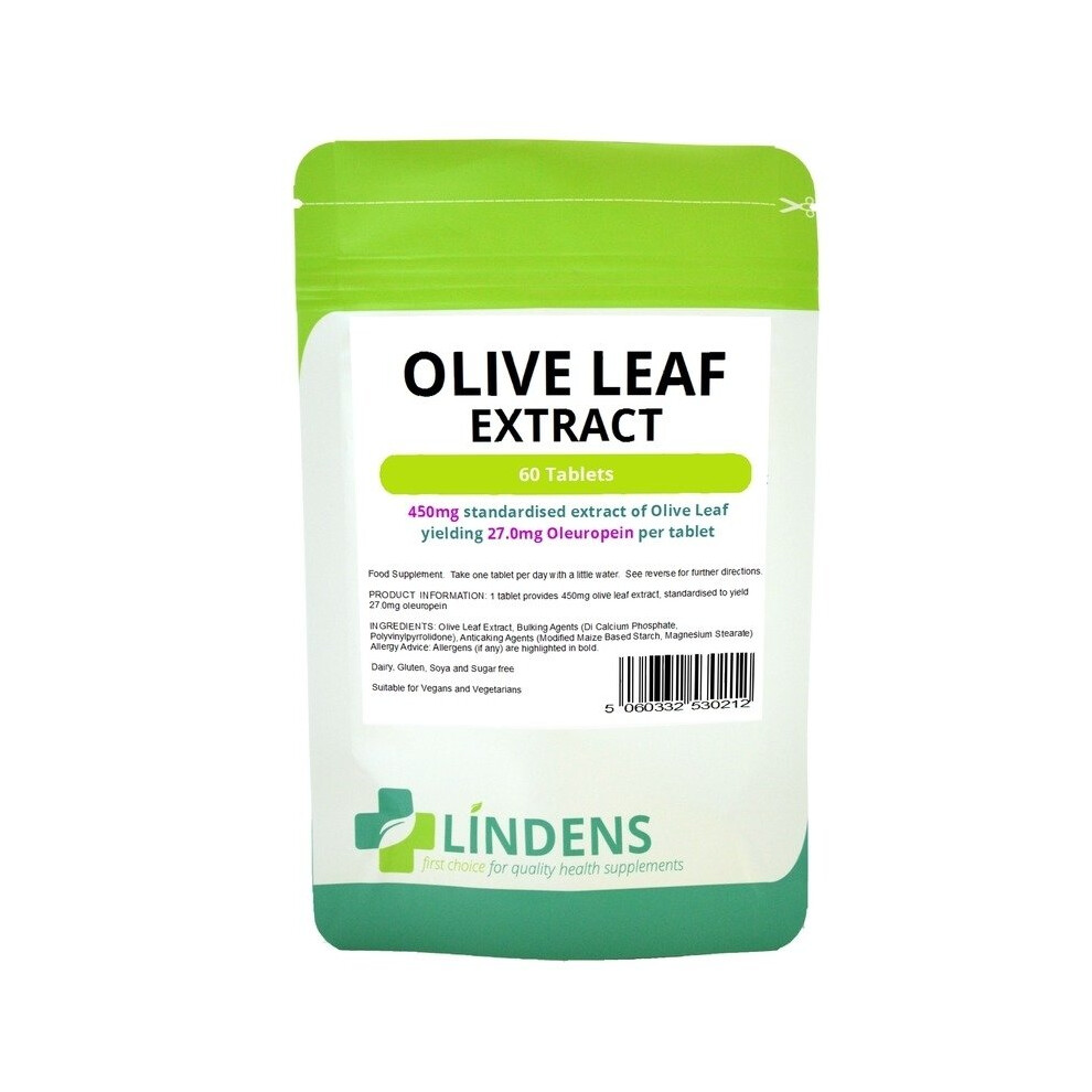 (1 Pack - 60 Tablets) High Potency Olive Leaf 450mg 60 Tablets 27mg Oleuropein