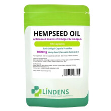 (1 Pack - 100 Capsules) Lindens Powerful Hemp Seed Oil 1000mg 100 Capsules Omega 3 6 Hempseed
