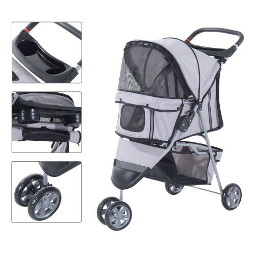 PawHut (Grey) Pawhut Dog Pushchair | Pet Stroller