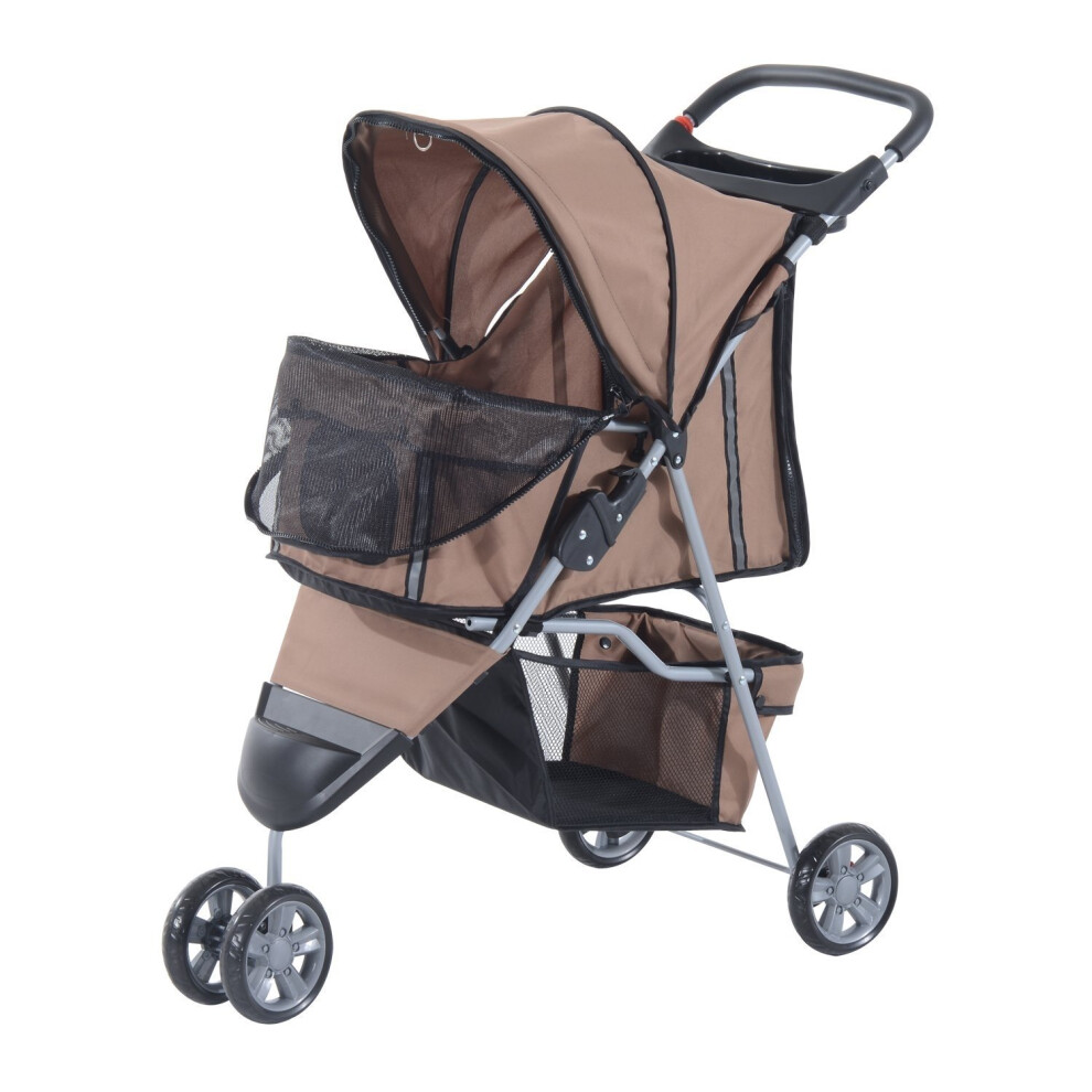 (Brown) Pawhut Dog Pushchair | Pet Stroller