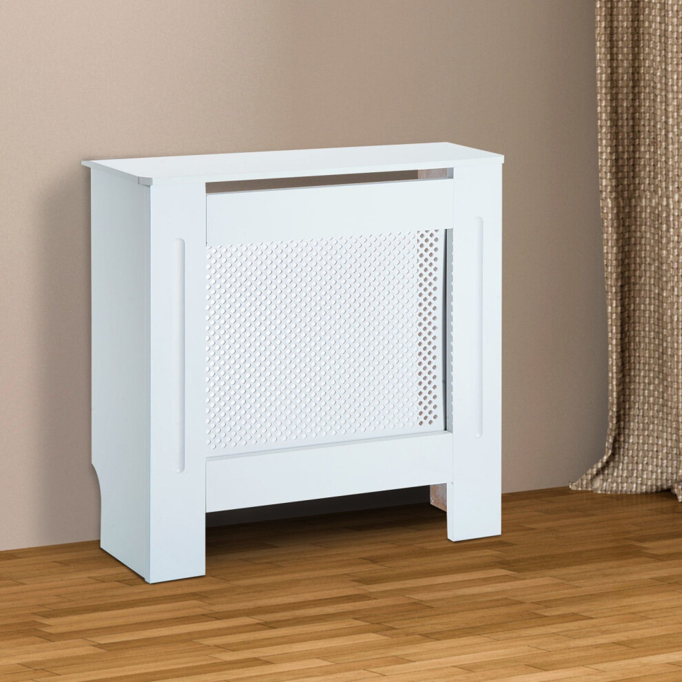 (Small) Wooden Grill Radiator Cover | White Heater Cabinet