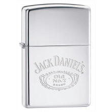 (Jack Daniels Chrome Engraved) Genuine Zippo Jack Daniels Lighter - Windproof - Jd Brass Pewter Chrome